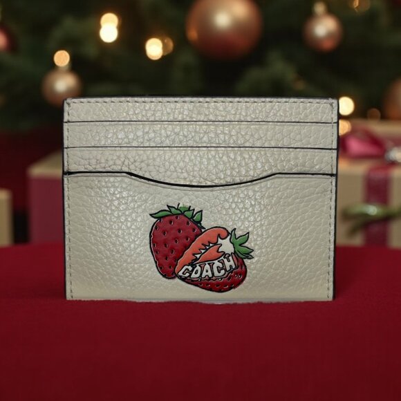 Coach Slim Id Card Case With Strawberry (NWT) - Picture 1 of 2